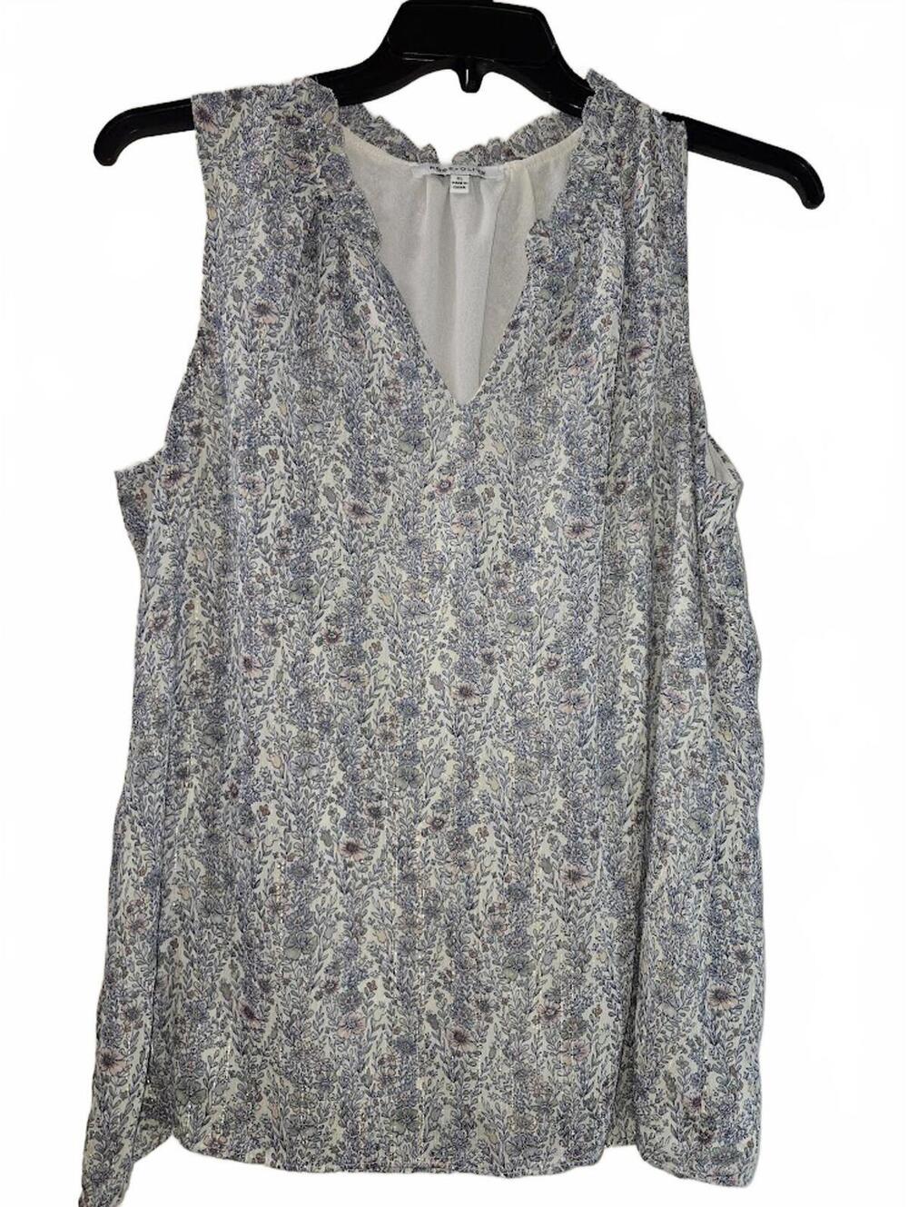 Rose & Olive Sleeveless Floral V-Neck Blouse Sparkling Size XL